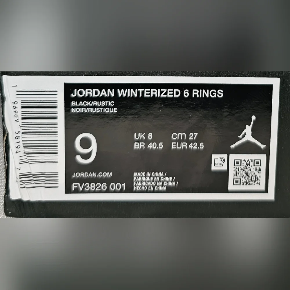 Nike Air Jordan Winterized 6 Rings Men’s Size 9 Shoes Triple Black” FV3826 001 - Picture 12 of 12
